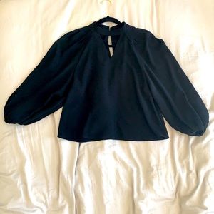 LEITH Bubble Sleeve Mock Neck Top S